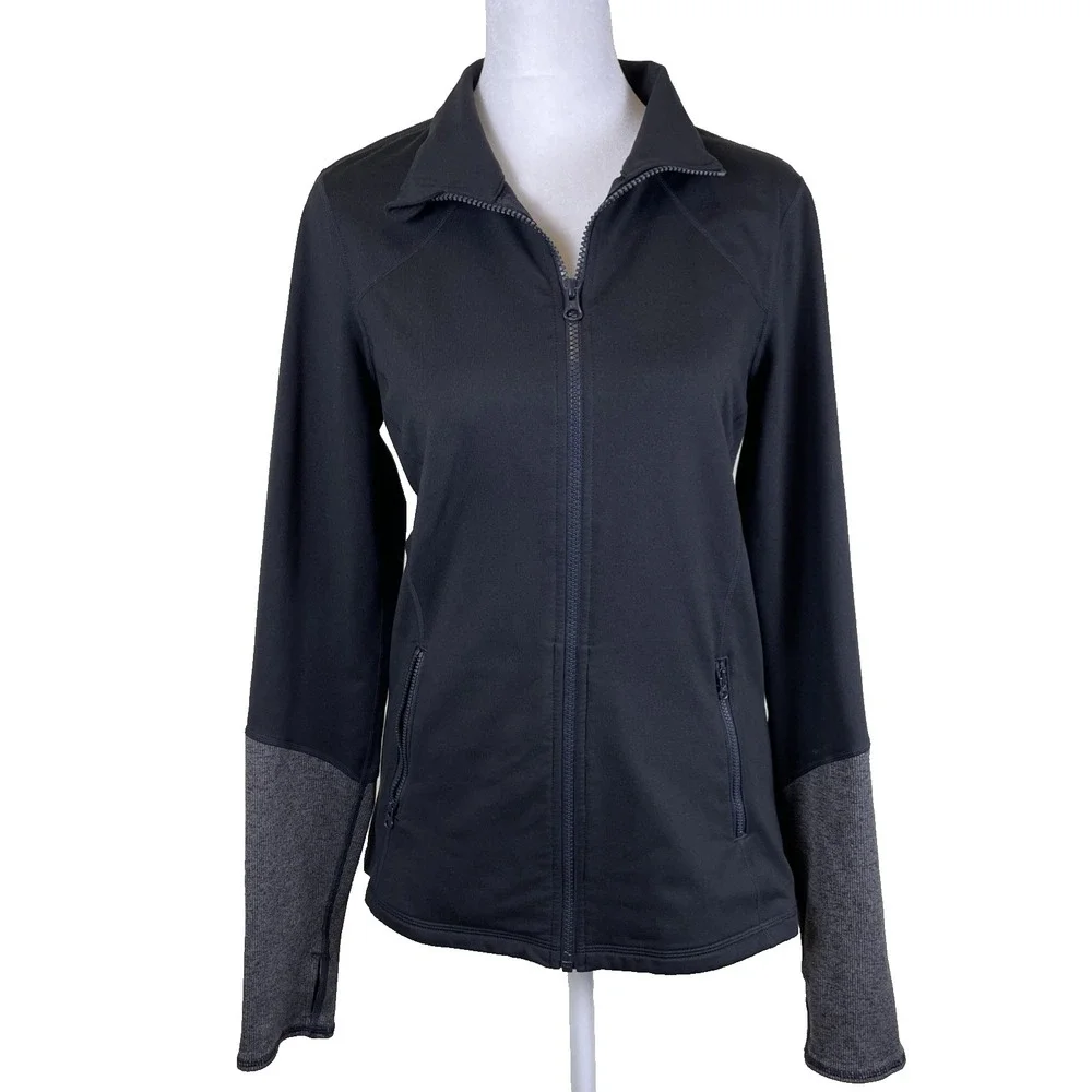 Core 10 Women's Full Zip Hoodie Size L Black Motion Tech Fitted Fleece Lined‎